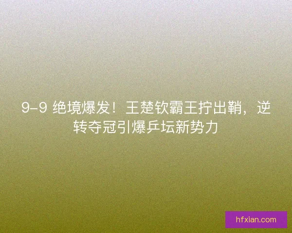9-9 绝境爆发！王楚钦霸王拧出鞘，逆转夺冠引爆乒坛新势力